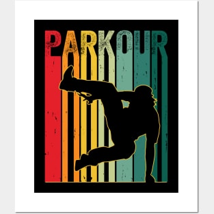 Vintage Style Distressed Parkour Retro Silhouette Posters and Art